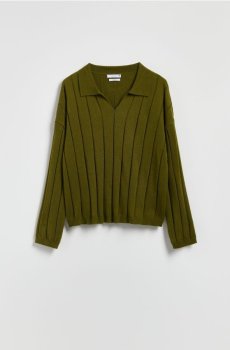 Reserved - Джемпер поло із додаванням вовни - оливковий - 656HO-91X