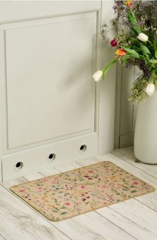 Килимок біля дверей з квітковим мотивом - різнобарвний