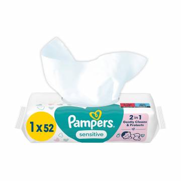 Детские влажные салфетки Pampers Sensitive, 52 шт Детские влажные салфетки Pampers Sensitive, 52 шт