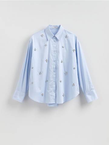 Reserved - Сорочка з блискучими аплікаціями - світло-блакитний - 589EH-50X