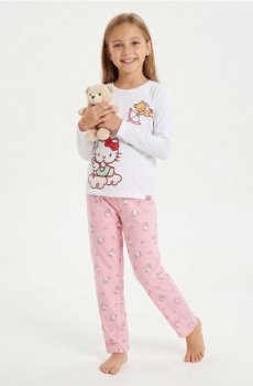 Двокомплектна бавовняна піжама Hello Kitty - білий