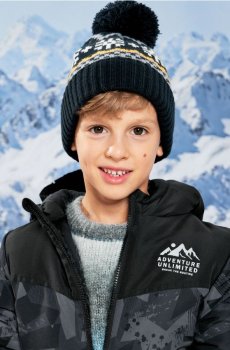 Шапка-біні з помпоном - темно-синій