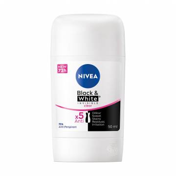 Антиперспирант-стик NIVEA Black & White Черное и Белое невидимый: чистый, женский, 50 мл Антиперспирант-стик NIVEA Black & White Черное и Белое невидимый: чистый, женский, 50 мл