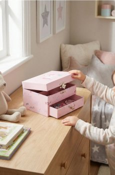 Скринька для прикрас з музичною скринькою та мотивом єдинорога - рожевий