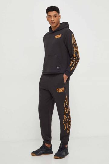 Хлопковая кофта Puma мужская цвет чёрный с капюшоном с принтом Хлопковая кофта Puma мужская цвет чёрный с капюшоном с принтом