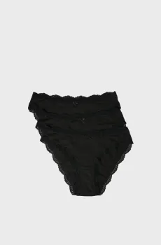 Женские черные трусики-слипы (3 шт) JIM Черный XS Etam 6547059