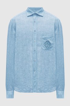 Голубая рубашка из льна