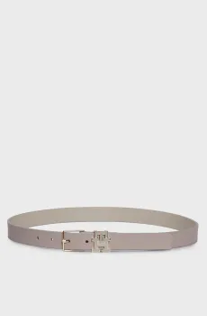 Женский серый кожаный ремень TH MONOGRAM Серый 85 Tommy Hilfiger AW0AW15763