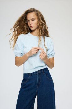 Reserved - Светр з аплікаціями - блідо-бірюзовий - 003JI-06X