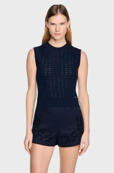 Женский темно-синий жилет Синий L Sandro SFPPU02759_Navy Blue