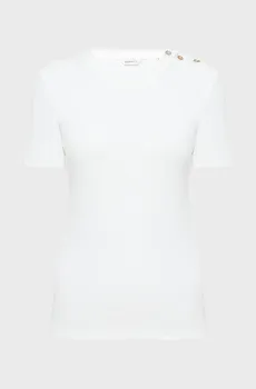 Женская белая футболка BUTTON T-SHIRT Белый S Gant 4204219