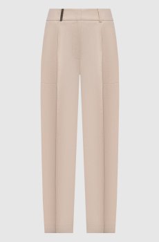 Бежевые брюки из льна