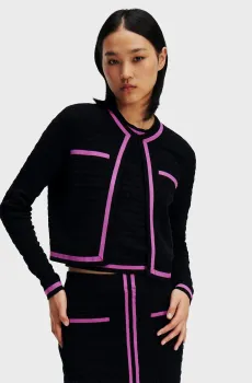 Женский черный кардиган TEXTURED CLASSIC KNIT Черный XL Karl Lagerfeld 236W2003