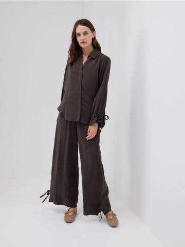 Reserved - Широкі штани з модалом - темно коричневий - 881HU-89X