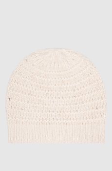 Белая шапка с шерстью альпаки