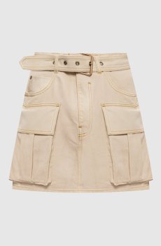 Бежевая джинсовая юбка карго