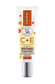 Уценка! Тональный крем для лица Lirene C+E Vitamin Energy Toning Cream SPF 50, 30 мл