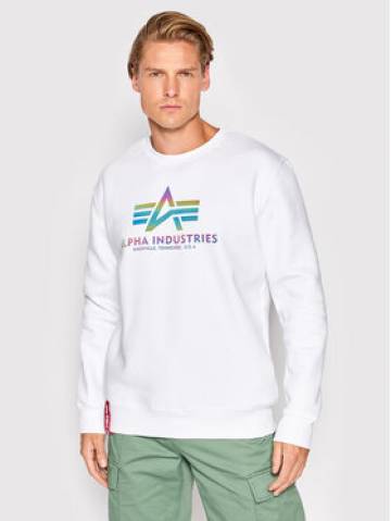Alpha Industries Світшот Basic Rainbow Print 178302RR Білий Regular Fit Alpha Industries Світшот Basic Rainbow Print 178302RR Білий Regular Fit
