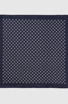 Синий платок из шелка с контрастным узором