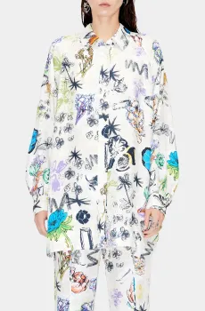 Женская белая рубашка с узором Белый XS Bimba Y Lola 232BR2008.10222