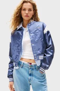 Женский темно-синий бомбер TJW SCRIPT VARSITY JACKET Синий S Tommy Jeans DW0DW20960