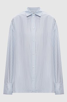 Голубая блузка из шелка в полоску