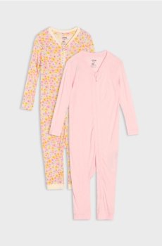 Набір дитячих піжам-комбінезонів на блискавці 2 pack - кремовий