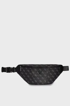 Мужская черная поясная сумка с узором TORINO MEDIUM BUM BAG Черный ONESIZE Guess HMEVZLP3431