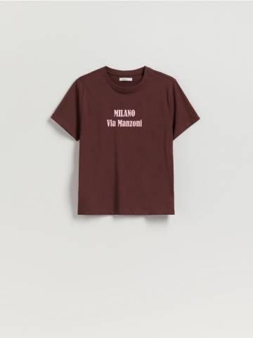 Reserved - Футболка з принтом - темно коричневий - 863HD-89P