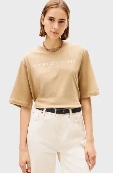 Женская бежевая футболка CORP LOGO Бежевый XS Tommy Hilfiger WW0WW47811