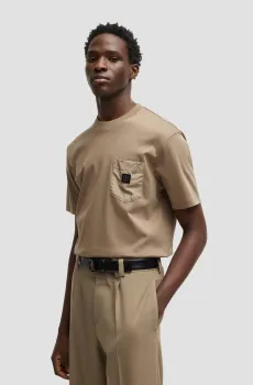 Мужская бежевая футболка Бежевый L HUGO 50536347;219