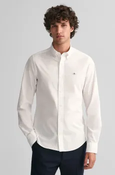 Мужская белая рубашка SLIM POPLIN Белый S Gant 3000102