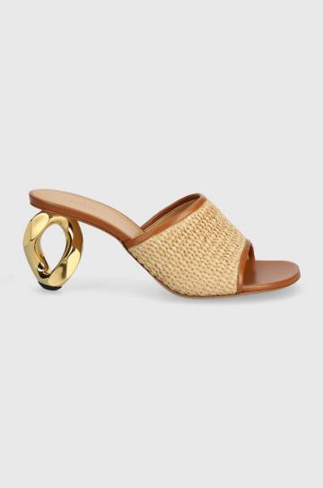 Шлепанцы JW Anderson Raffia Sandal женские цвет бежевый каблук кирпичик ANW42230A Шлепанцы JW Anderson Raffia Sandal женские цвет бежевый каблук кирпичик ANW42230A