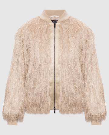Бежевый бомбер с бахромой