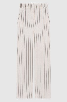 Белые брюки с леном в полоску