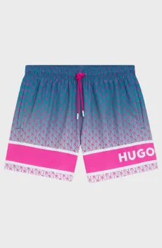 Мужские голубые плавательные шорты с узором Голубой S HUGO 50561097;498