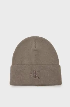 Мужская коричневая шерстяная шапка THICK EMBROIDERY BEANIE Коричневый ONESIZE Calvin Klein K50K512461