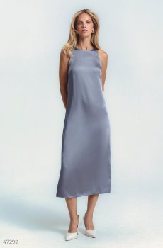 Сіра сатинова сукня міді