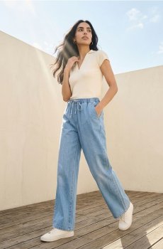 Джинси jogger wide-leg - синій