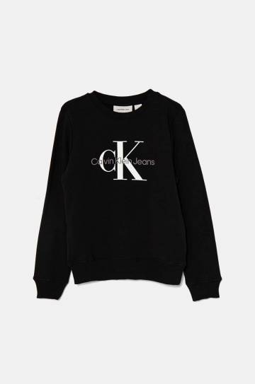 Детская хлопковая кофта Calvin Klein Jeans цвет чёрный с принтом IU0IU00675 Детская хлопковая кофта Calvin Klein Jeans цвет чёрный с принтом IU0IU00675