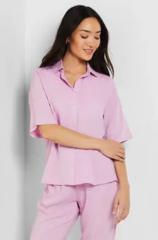 Женская розовая льняная рубашка BODES Розовый XL Etam 6547093