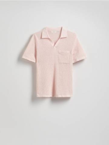 Reserved - Ажурний светр поло - пастельний рожевий - 935ED-03M