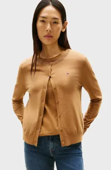 Женский коричневый кардиган CO JERSEY STITCH C-NK LS Коричневый S Tommy Hilfiger WW0WW42370