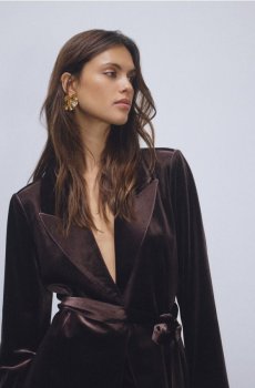 Reserved - Велюровий блейзер - коричневий - 856GA-88X