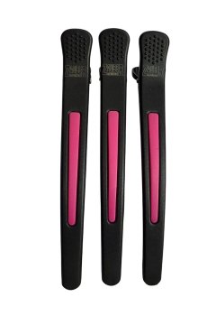 Парикмахерский зажим для волос Zauber-manicure пластиковый, черный с малиновым, 3 шт (06-097E-3)