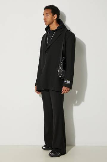 Хлопковая кофта AMBUSH Ballchain мужская цвет чёрный с капюшоном с аппликацией BMBB001F24FLE0011001 Хлопковая кофта AMBUSH Ballchain мужская цвет чёрный с капюшоном с аппликацией BMBB001F24FLE0011001