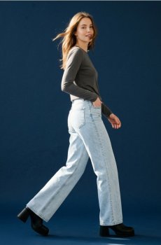 Джинси широкого крою з високою талією - синій