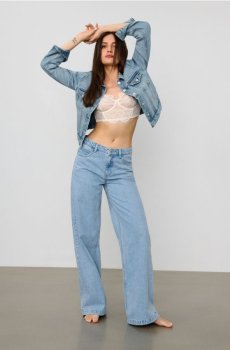 Джинси wide leg - синій