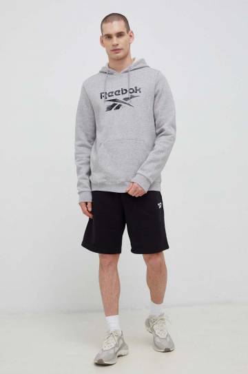 Кофта Reebok мужская цвет серый с капюшоном узор Кофта Reebok мужская цвет серый с капюшоном узор