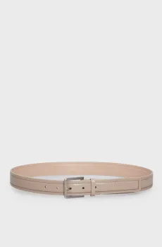 Женский бежевый кожаный ремень CK MUST SQUARE BOMBAI BELT 30MM Бежевый 85 Calvin Klein K60K611393